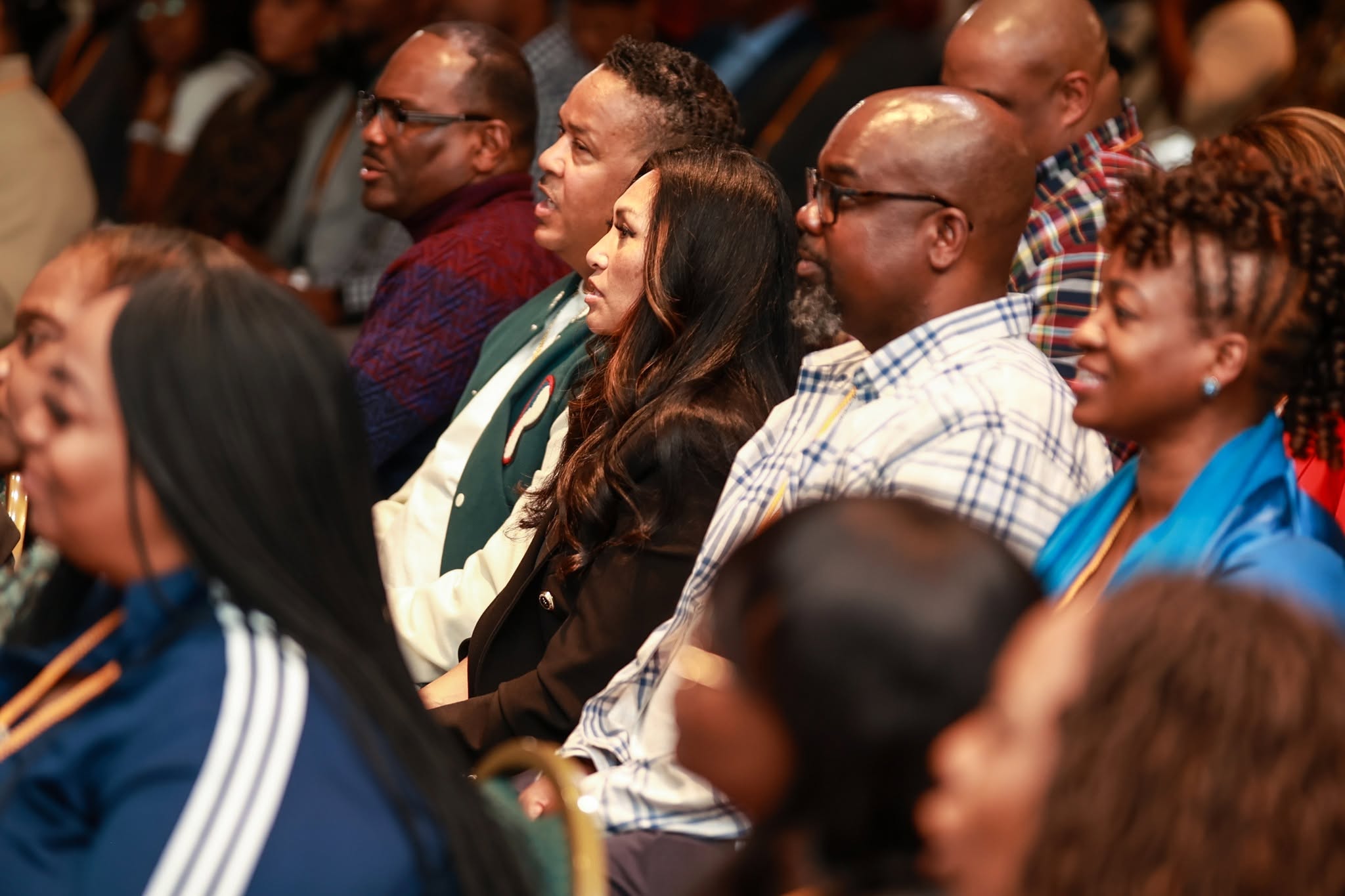 People listening together at a gathering